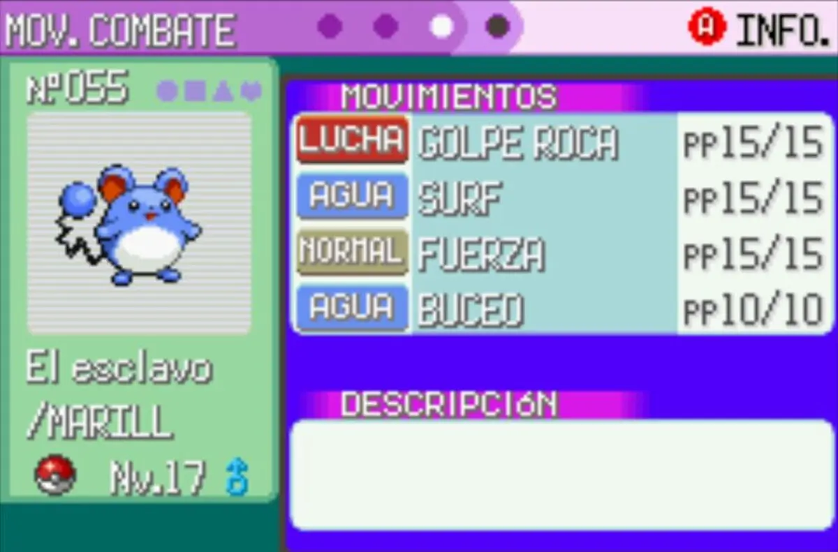 Ese pokémon que te quita un hueco en el equipo para poder usar las MOs...