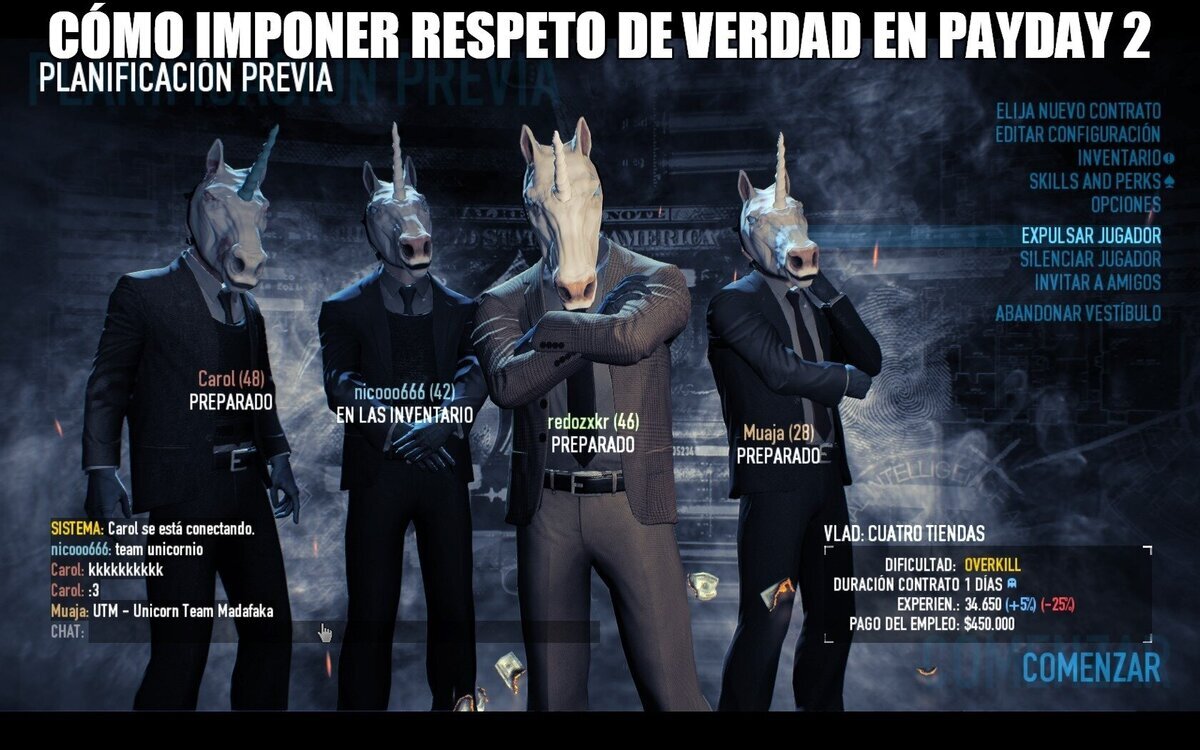 El respeto en Payday2 tienes que ganártelo