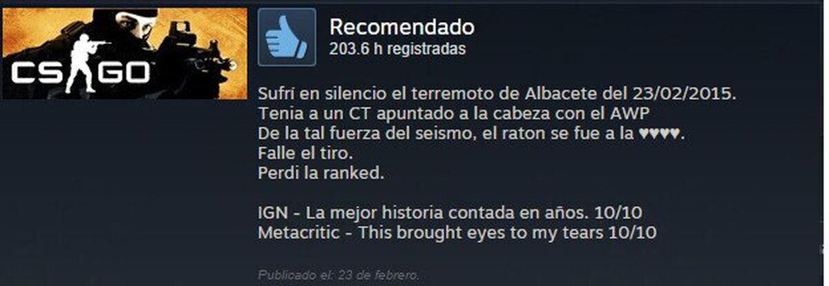 El terremoto de Albacete ha inspirado hasta una review del CS: GO 
