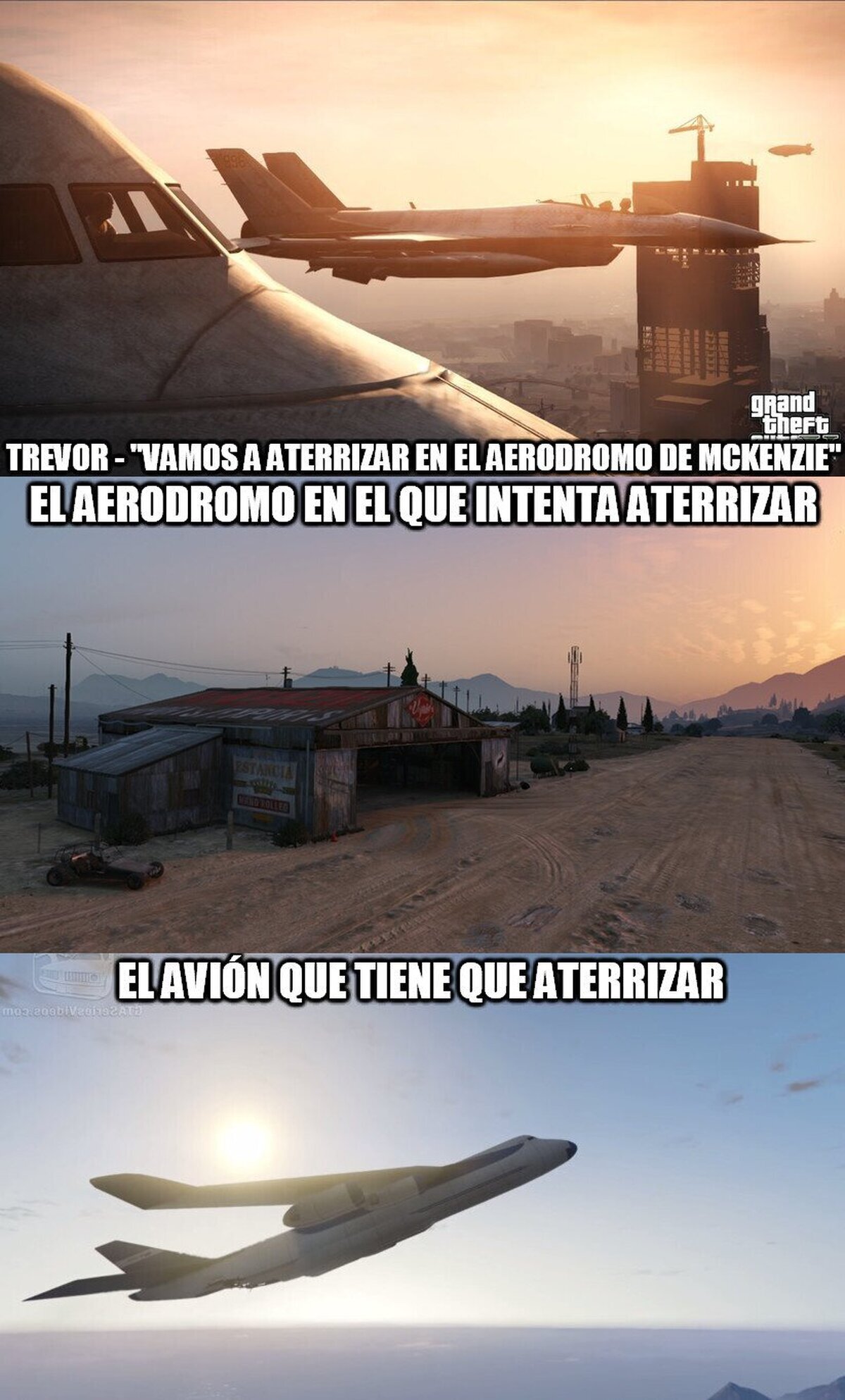 Trevor, creo que el avión es un poco grande para esa pista, ¿no crees?