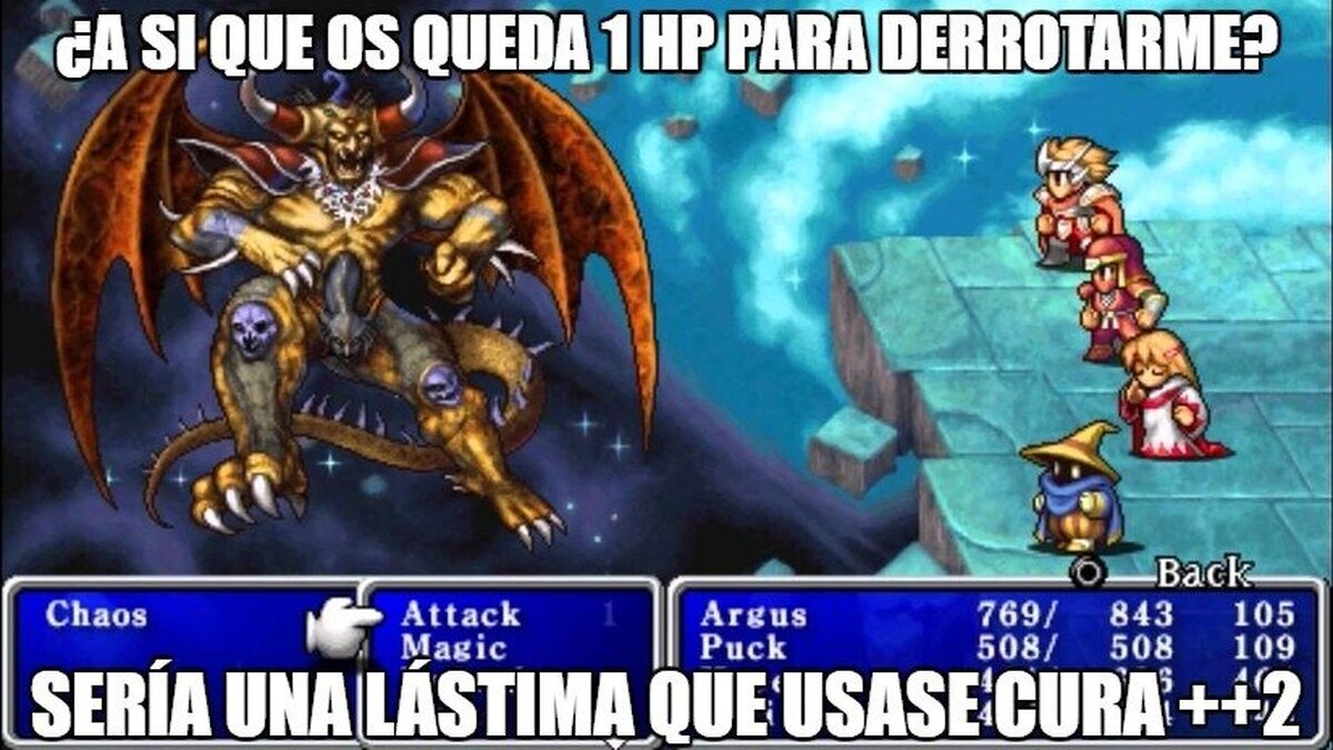 Jefe final que se cura la mitad de su vida, sólo en Final Fantasy