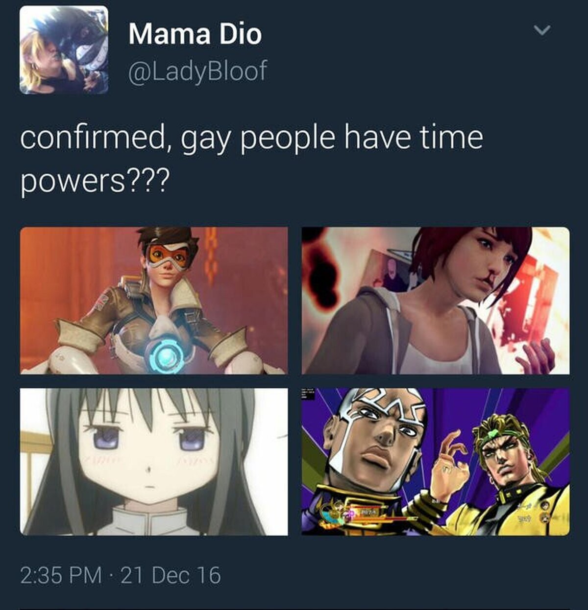 Confirmado: Los gays pueden controlar el flujo del tiempo (es un chiste). Por LadyBloof