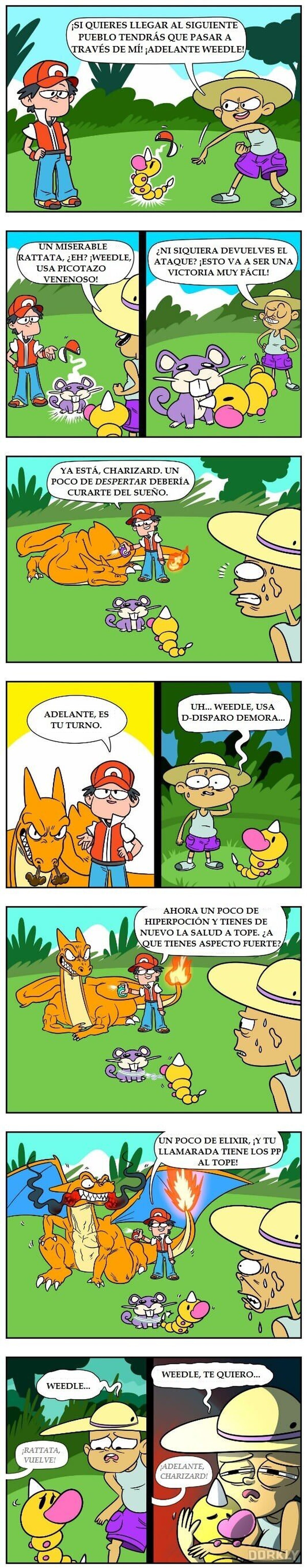 Qué aspecto tiene el curar a tus pokémon durante la batalla. Por Dorkly