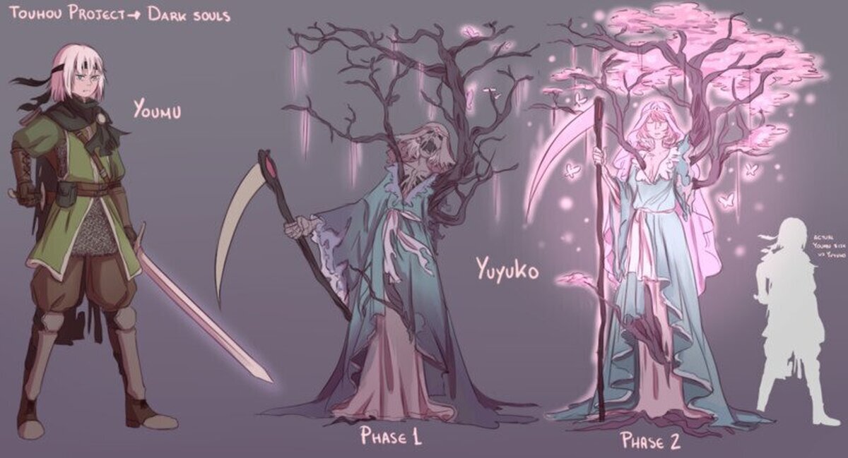 Si los personajes de Touhou fueran jefes de Dark Souls