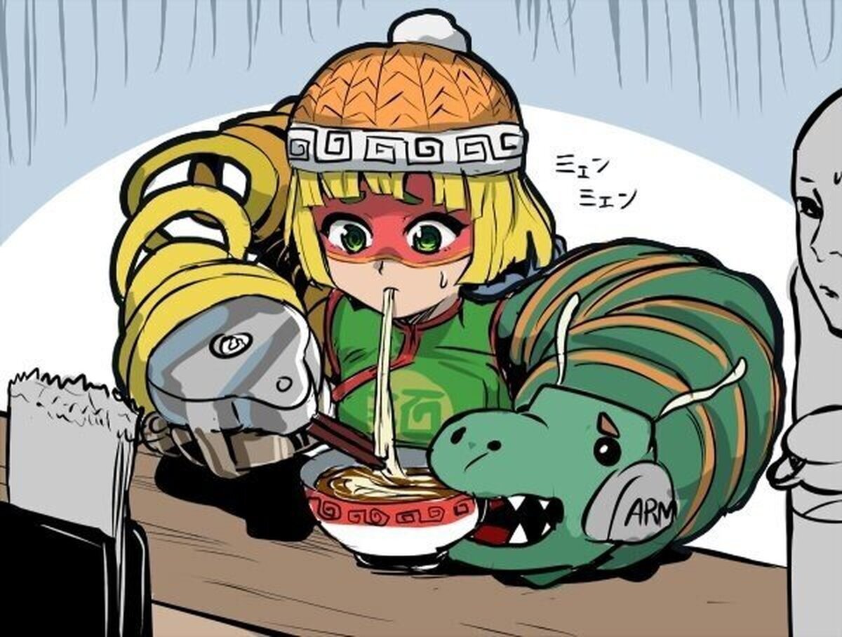 Comer ramen con brazos extensibles no es tan facil