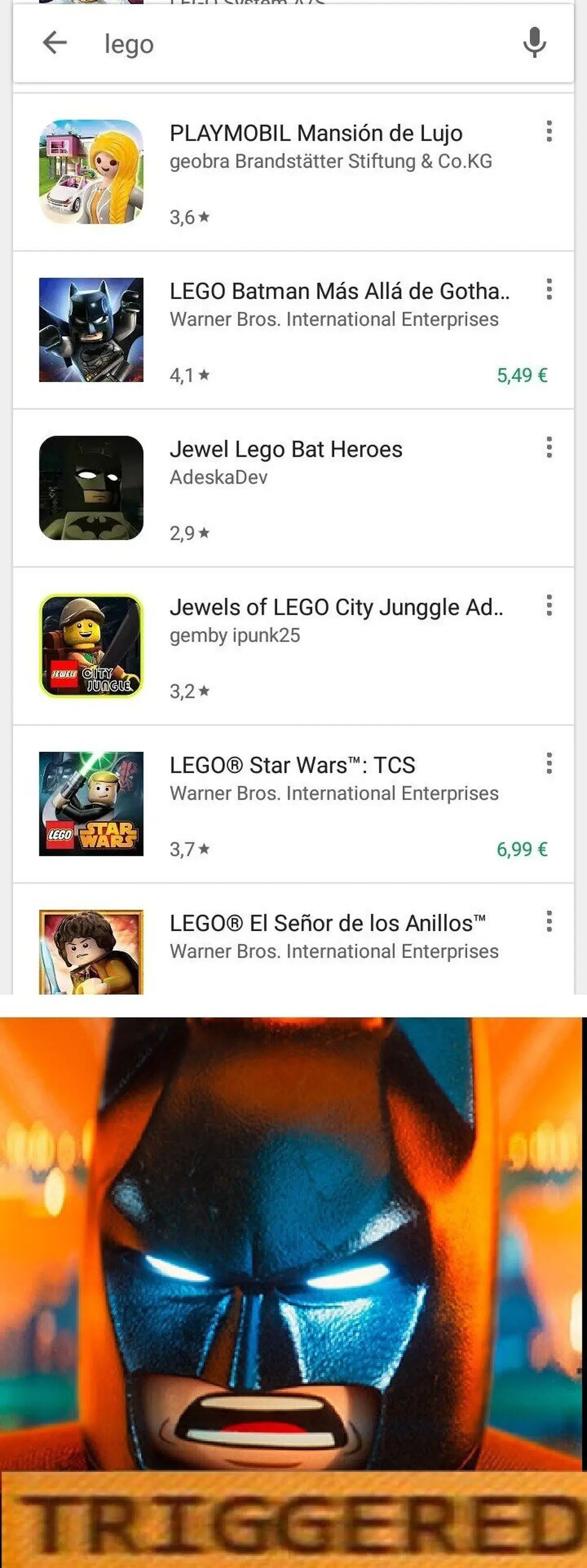 Al buscador de la play store le gusta ver el mundo arder. 