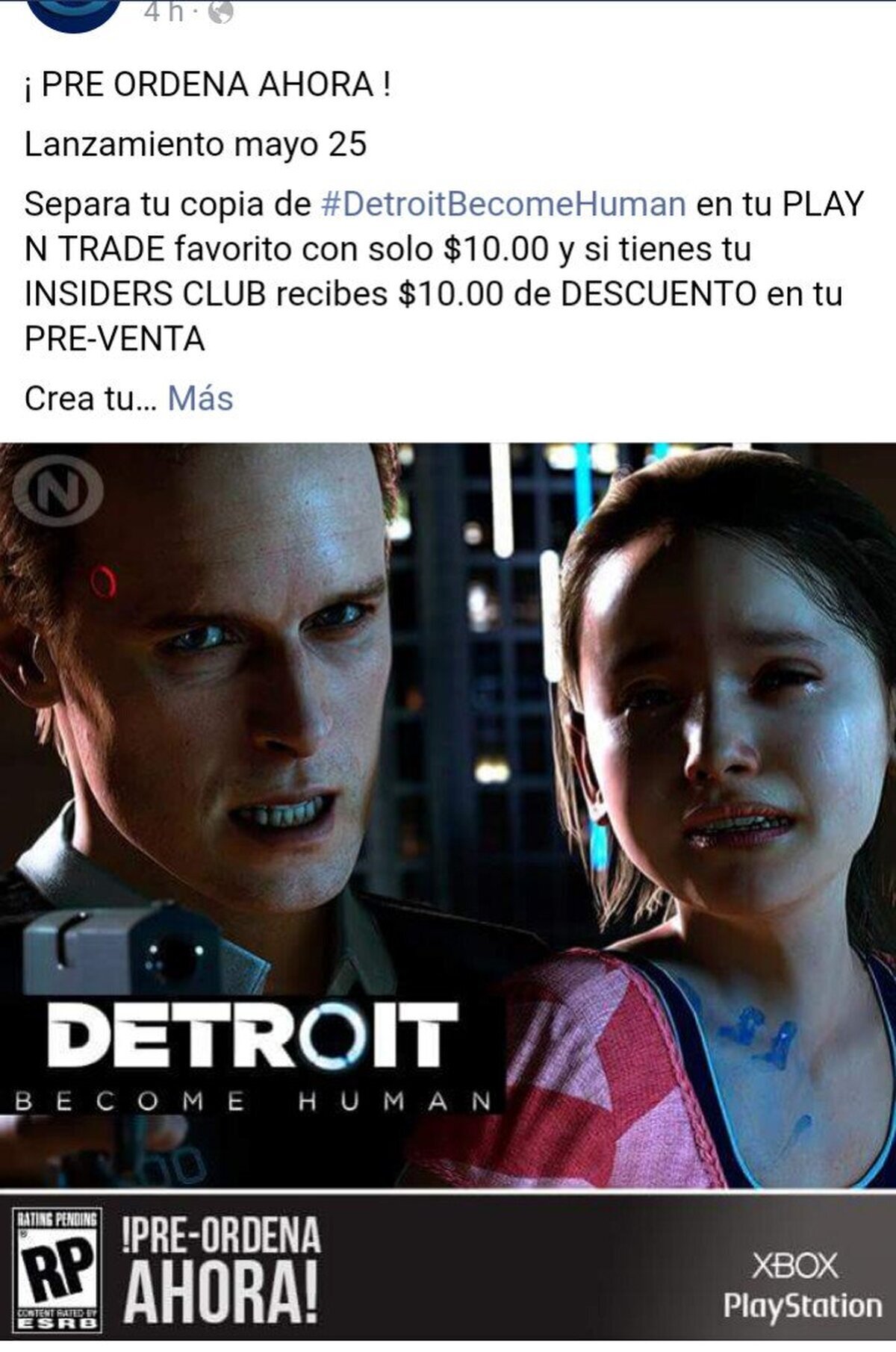 Tienda confirma lanzamiento de Detroit: Become Human en Xbox One
