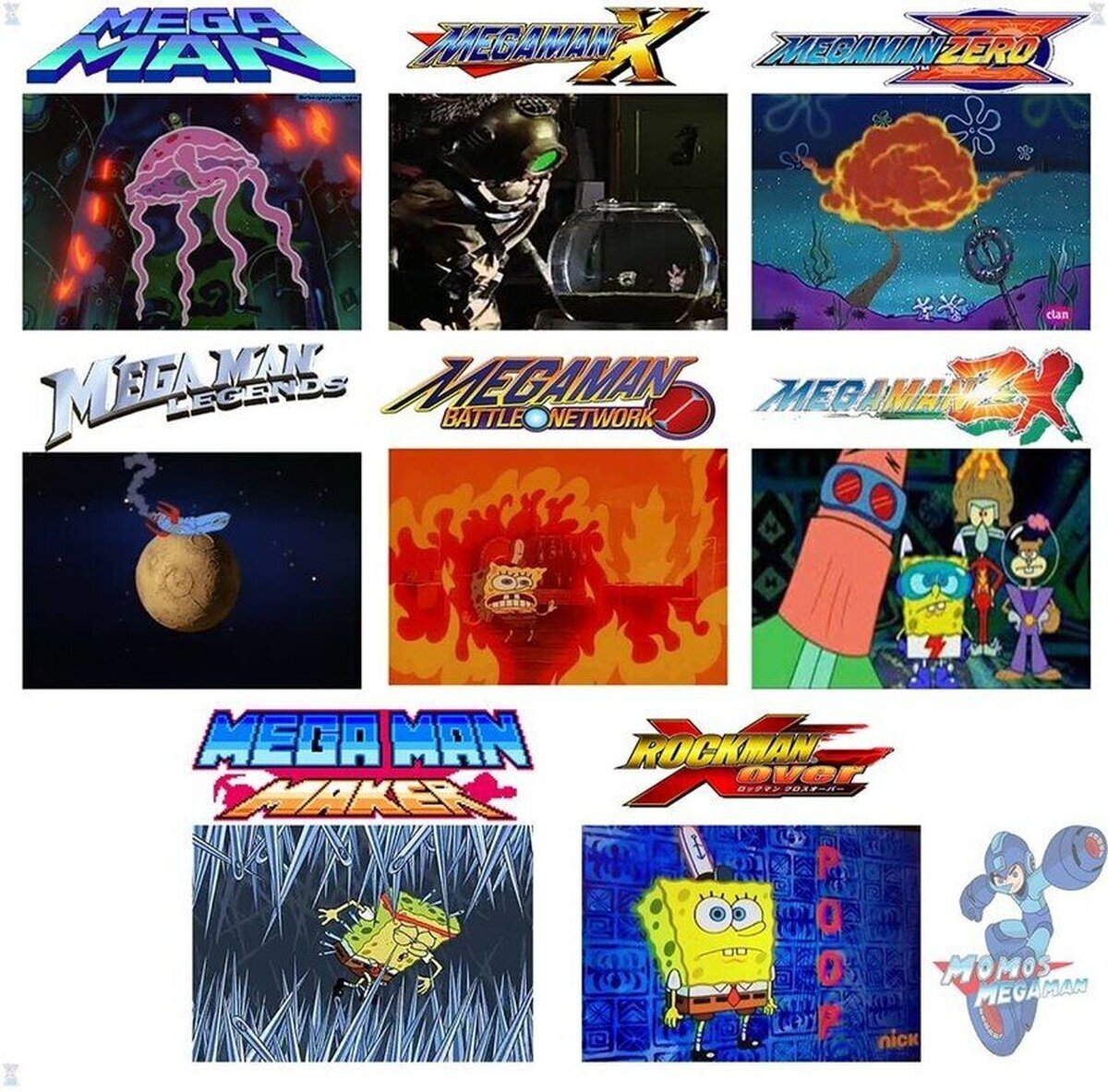 Las sagas de Megaman representadas por Bob Esponja