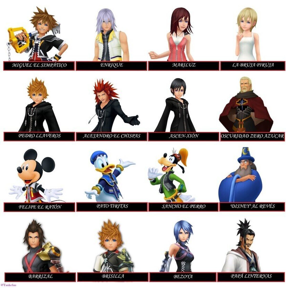 Que raro se me hacen los nombres de los protagonistas de KH adaptados al español