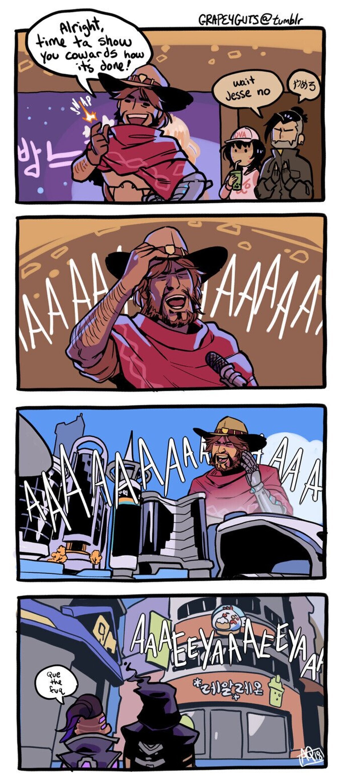 McCree en el karaoke, por grapeyguts