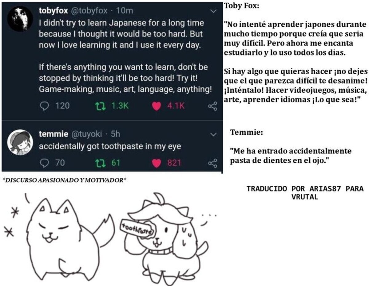 Gran Contraste entre Toby Fox y Temmie Chang