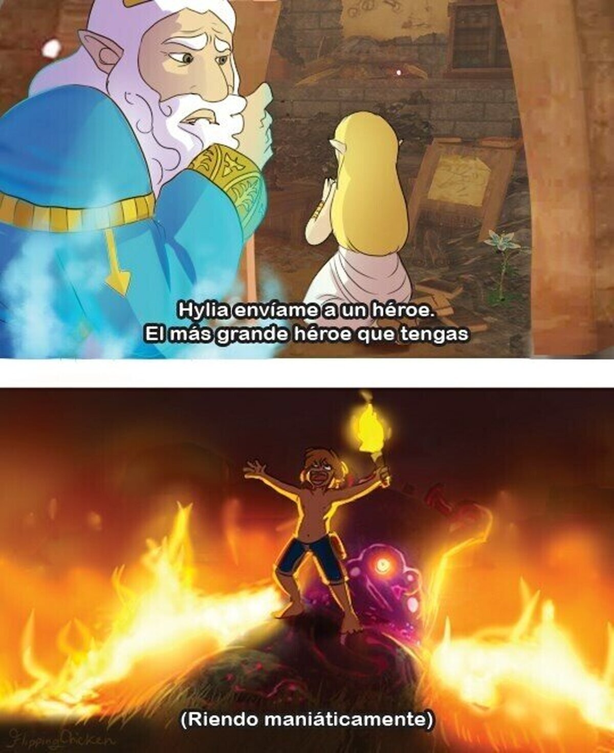 Y así es como hyrule fue salvado por un piromano en calzones