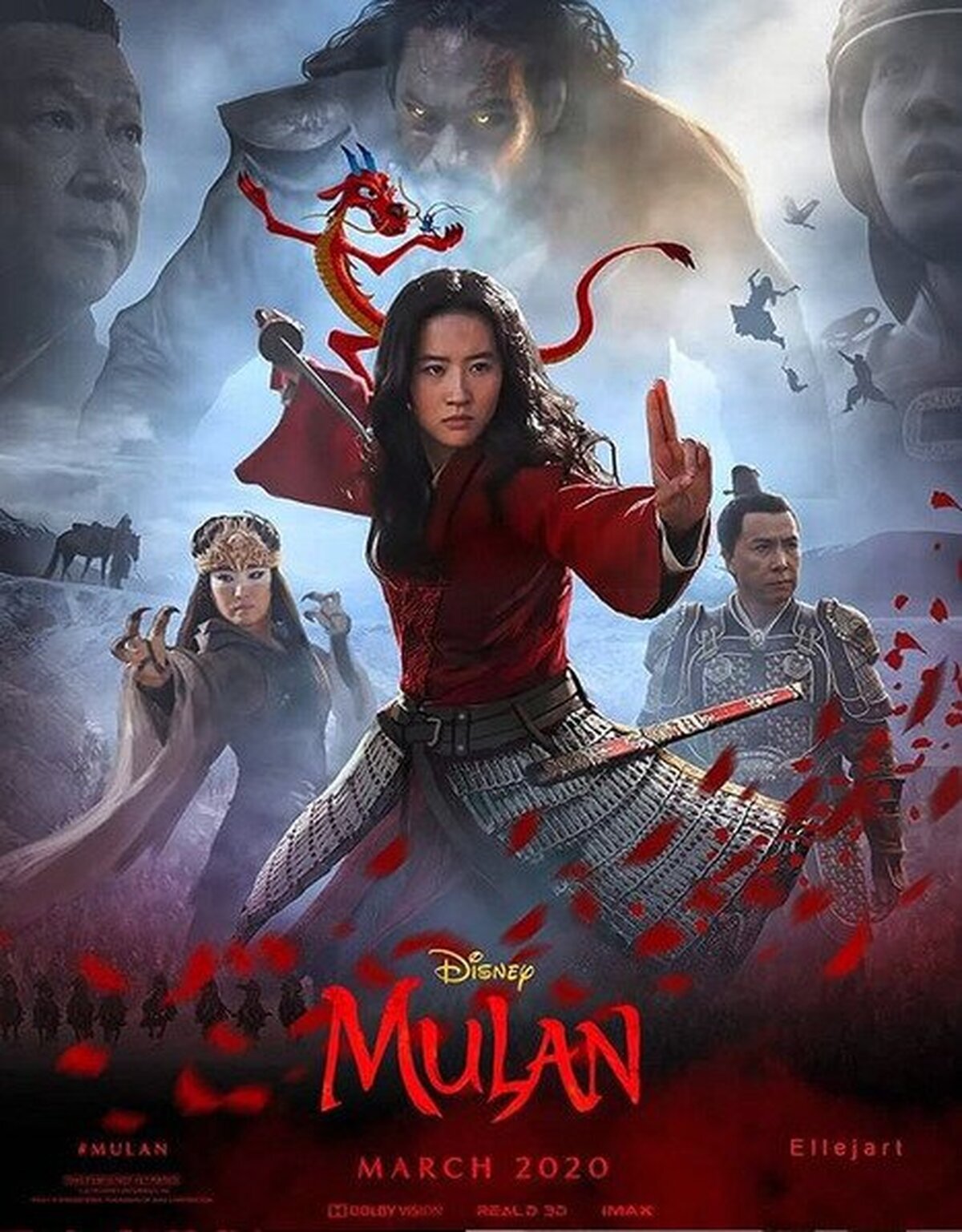 Así sería el póster de Mulan si saliera Mushu