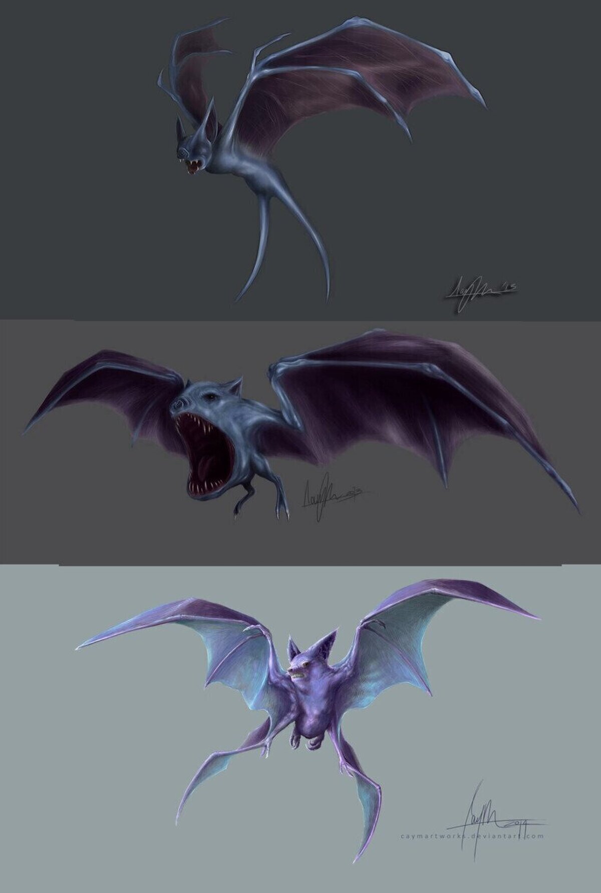 Línea evolutiva de zubat, versión realista. Por caymartworks