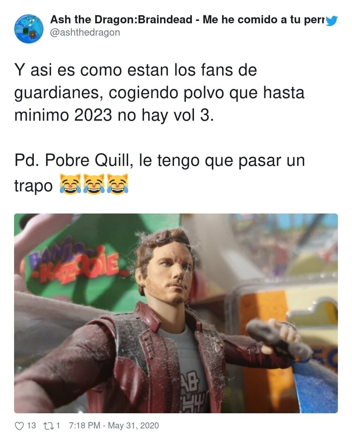Queriendo imitar la técnica de "invisibilidad" de Drax, así se ha quedao el pobre 