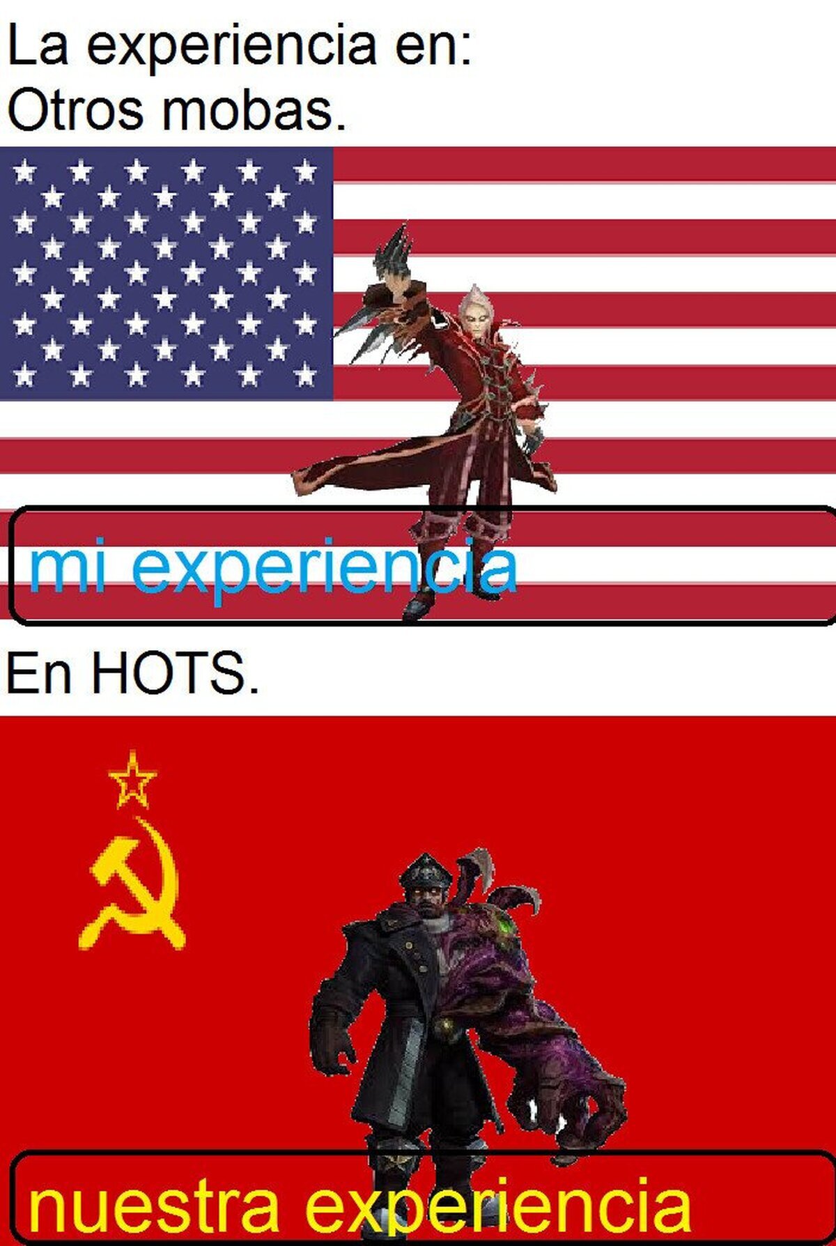 Experiencia segun el MOBA.