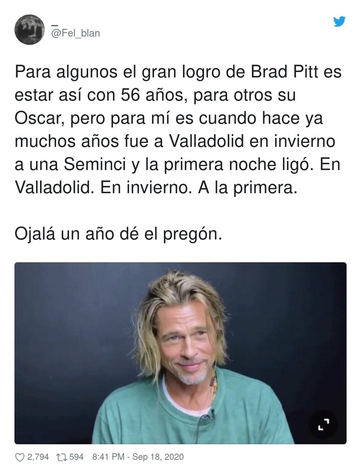 Brad Pitt ligaría hasta en el Congreso Nacional de Machos Heterosexuales Muy Hombres