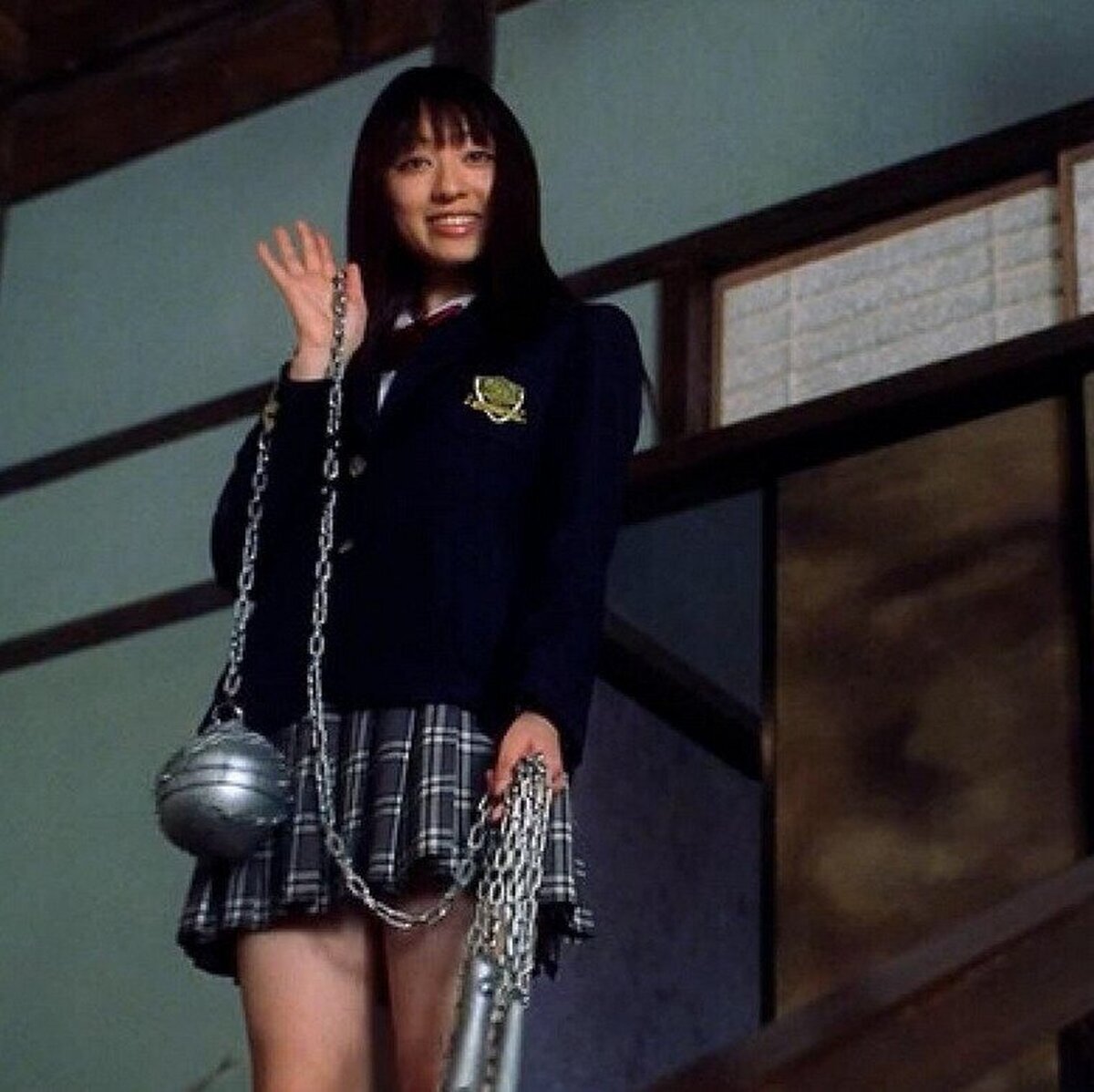 Chiaki Kuriyama, la actriz que interpreta a Gogo en Kill Bill, golpeó accidentalmente a Quentin Tarantino en pleno rodaje con su característico mangual.