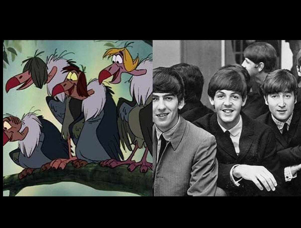 Según muchísimos rumores, los buitres del film están inspirados en los integrantes de los Beatles.
