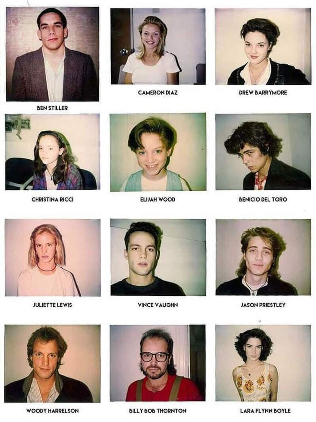 El director de casting Mali Finn tomó estas Polaroids a estos jóvenes aspirantes a estrellas entre los años 80-90's.¿Os suenan? 