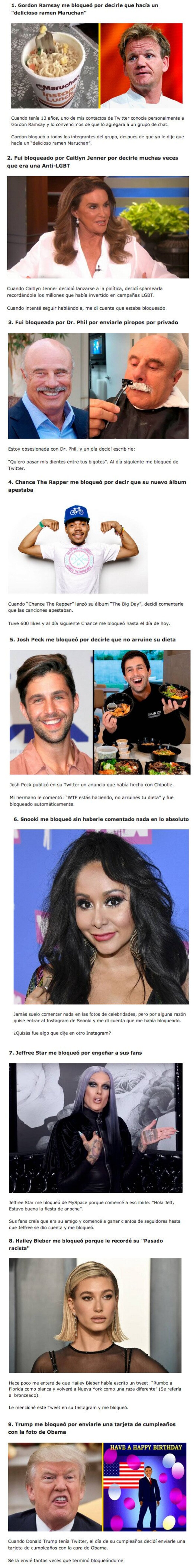 GALERÍA: 9 Personas que fueron BLOQUEADAS por un Famoso en las redes sociales