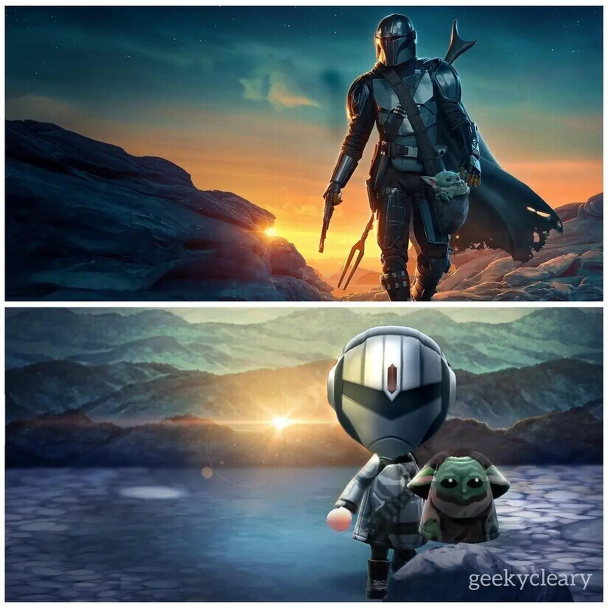 The Mandalorian recreado en Animal Crossing
