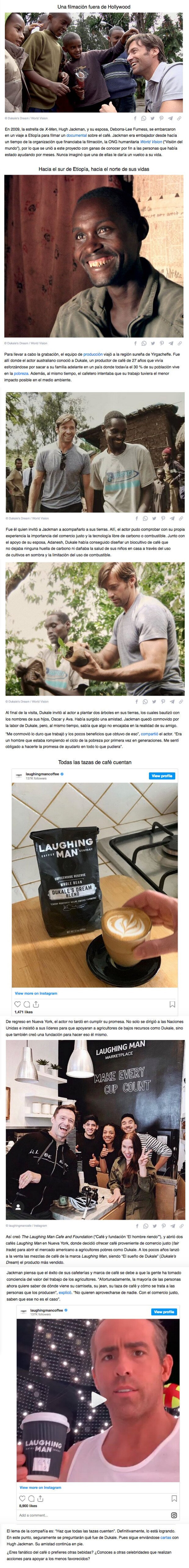 GALERÍA: Hugh Jackman creó una empresa de café para ayudar a los agricultores cafeteros en países en desarrollo