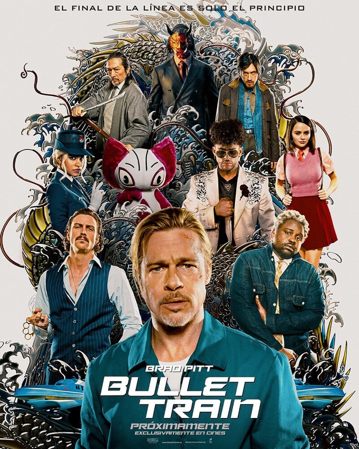 Póster para España de Bullet Train, película basada en la novela japonesa de la escritora Kotaro Isaka.Estreno en cines el 5 de agosto