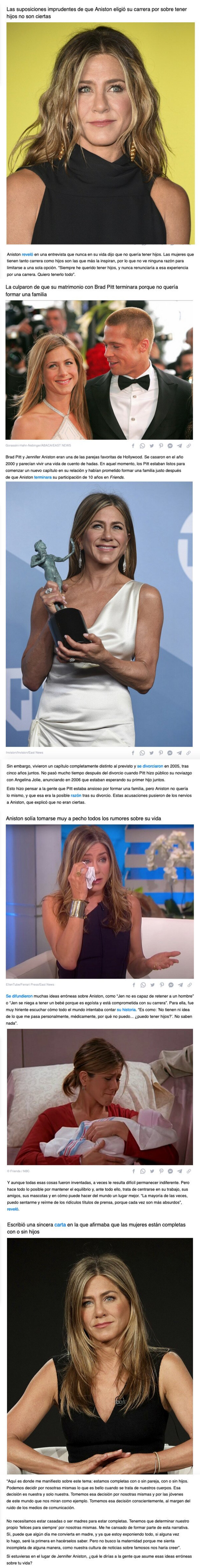 GALERÍA: Jennifer Aniston respondió abiertamente a las conjeturas de que eligió entre su carrera y tener hijos