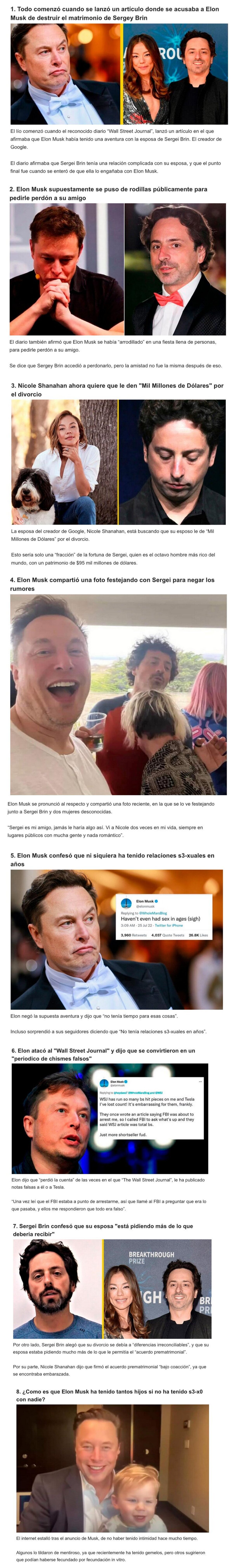 GALERÍA: 8 Puntos para entender el “chisme” de Elon Musk y la supuesta infidelidad con la esposa del creador de GOOGLE