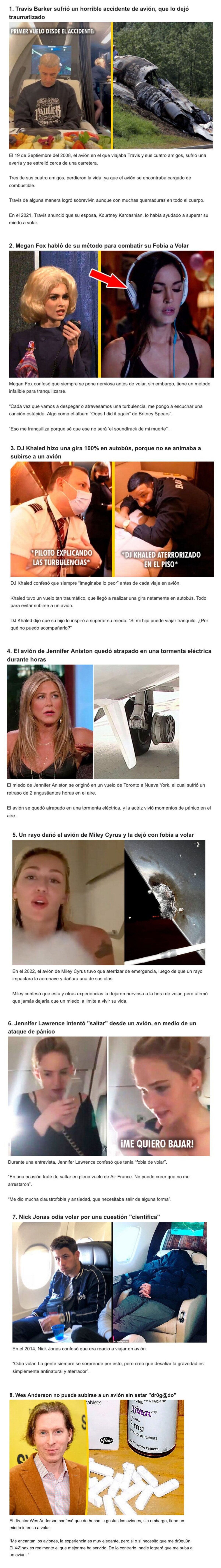 GALERÍA: 8 Famosos que tienen “Aerofobia”, miedo de viajar en un avión
