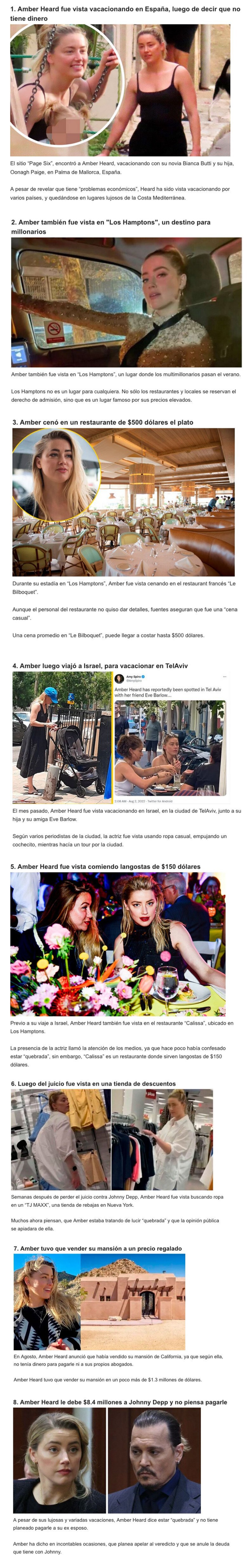 GALERÍA: Las vacaciones de lujo que se da Amber Heard, mientras dice que no tiene dinero para pagarle a Johnny Depp