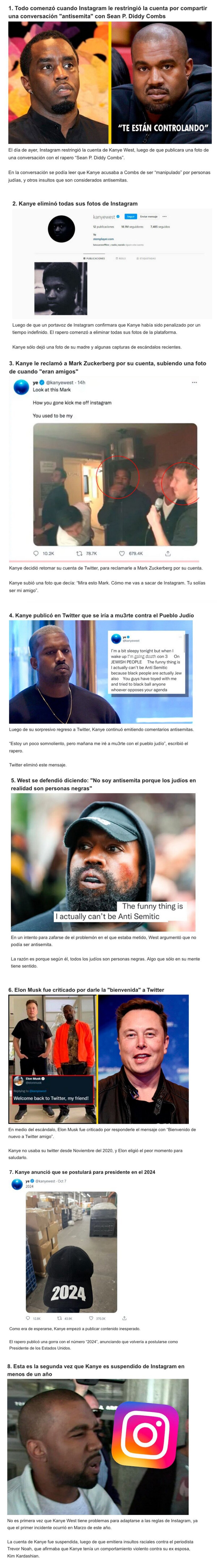 GALERÍA: 8 Razones por las que Instagram y Twitter han eliminado el contenido de Kanye West