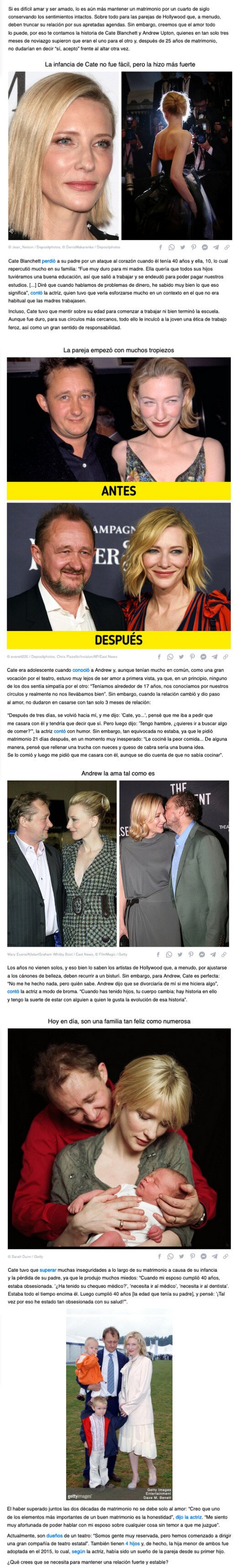 GALERÍA: La historia de amor entre Cate Blanchett y su esposo. En solo 3 citas ya sabían que eran el uno para el otro