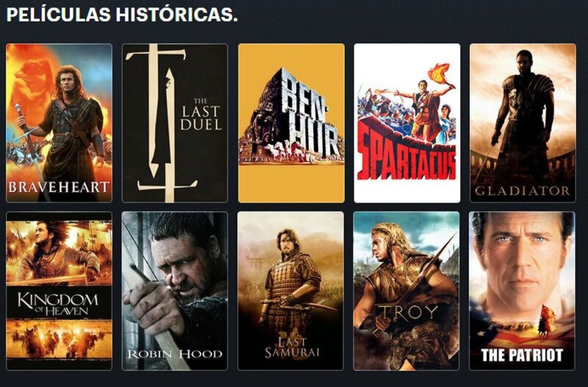 Elige 2 películas HISTÓRICAS. Versión difícil
