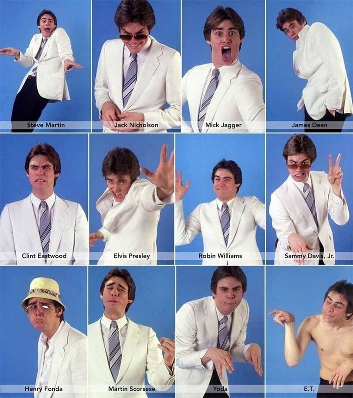Jim Carrey haciéndose pasar por celebridades en1992