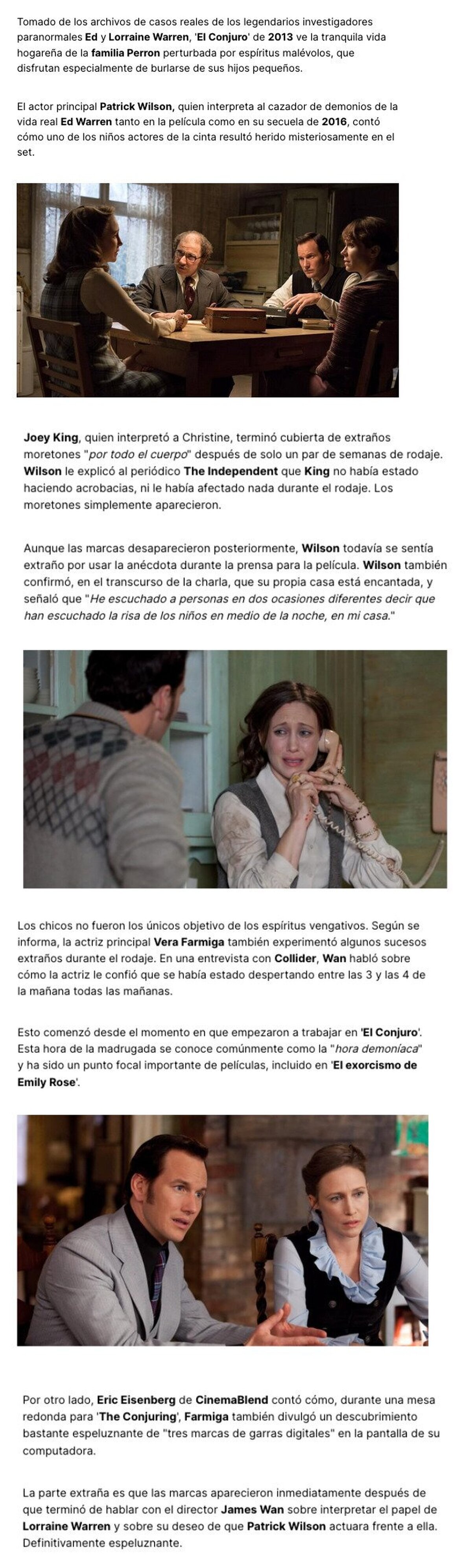GALERÍA: Los extraños acontecimientos que vivieron los actores de 'El Conjuro'