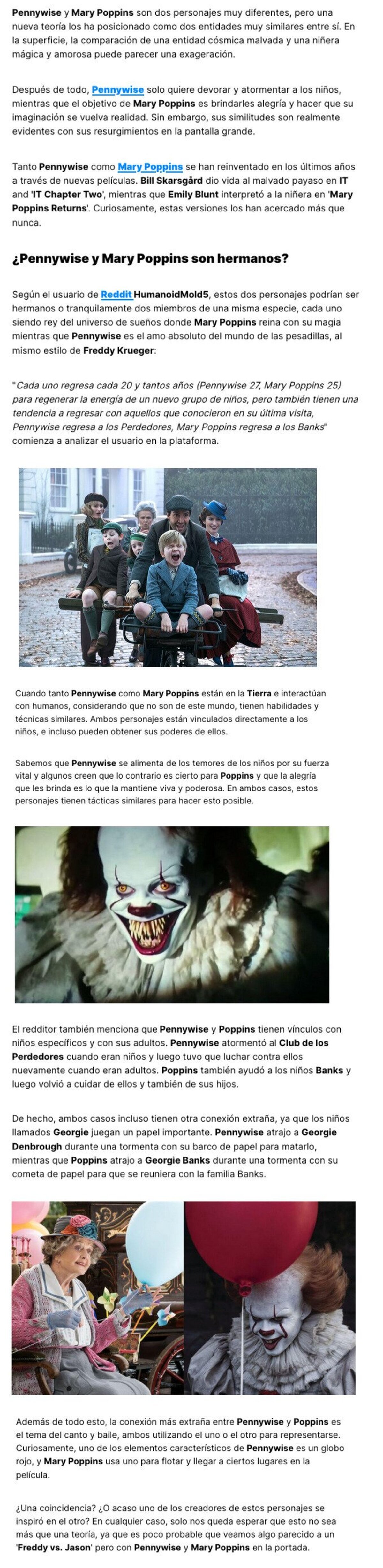GALERÍA: La loca teoría que afirma que Pennywise y Mary Poppins son hermanos