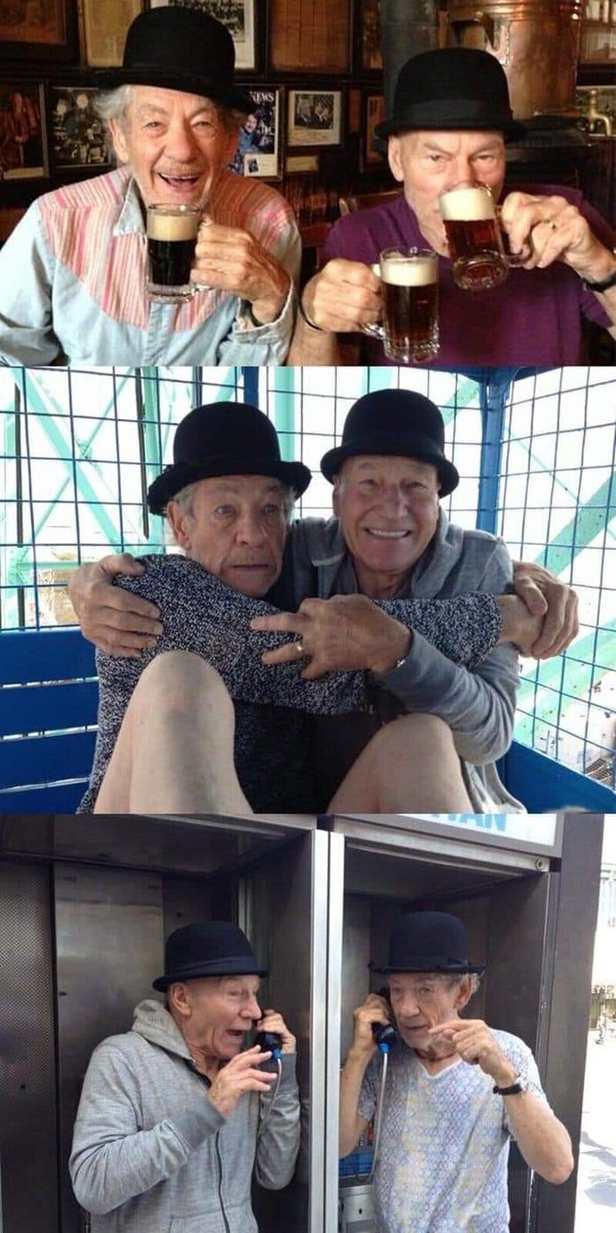 Ian McKellen y Patrick Stewart reventando el molómetro.  