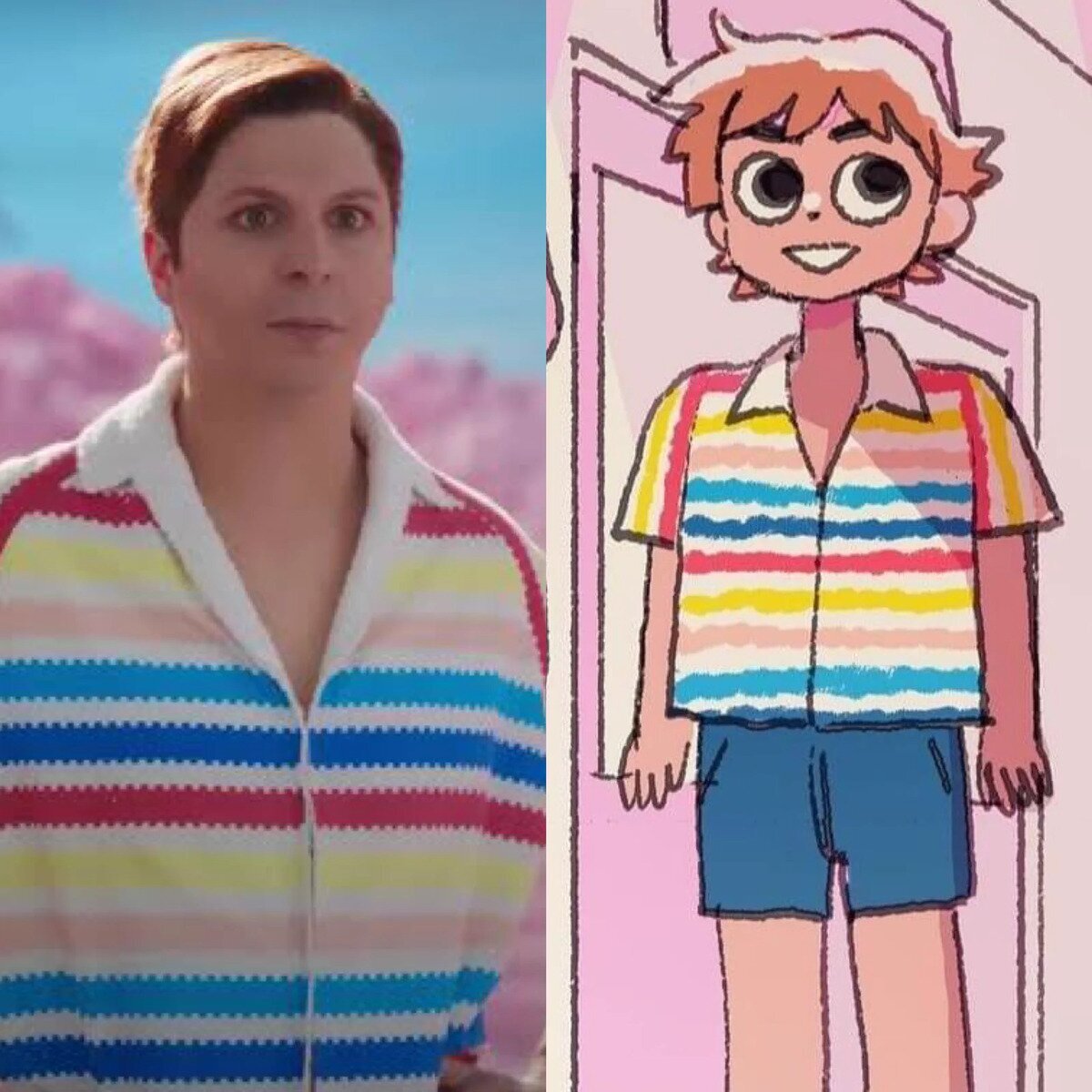 TREMENDA REFERENCIA  El creador de Scott Pilgrim lo dibujó caracterizado de #Allan de #Barbie, en honor a #MichaelCera, actor que lo interpreta, y que a su vez personifica a Scott Pilgrim en su adaptación live action 