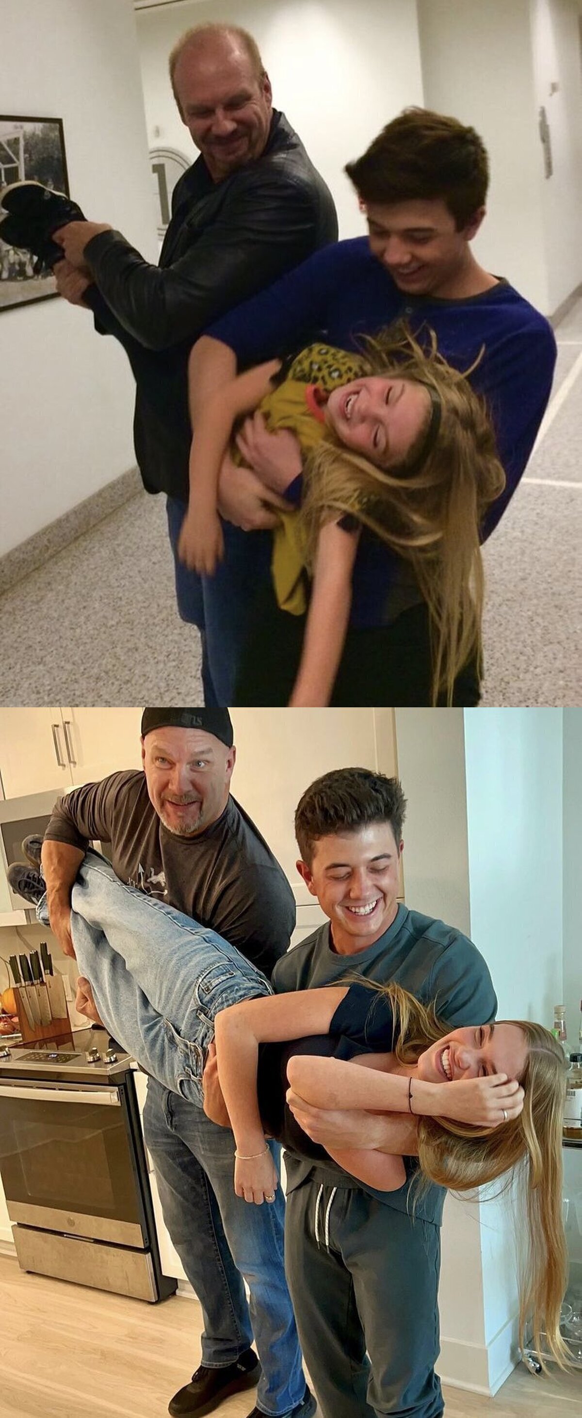 Los actores de 'BUENA SUERTE CHARLIE', Mia Talerico, Bradley Steven Perry y Eric Allan Kramer, han recreado la foto mítica años después