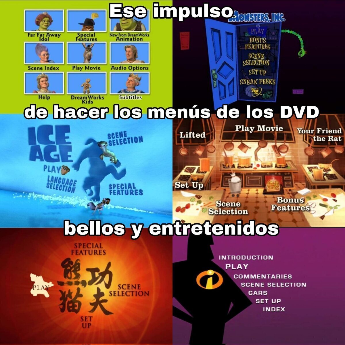 Los menús de los DVD eran fantasía