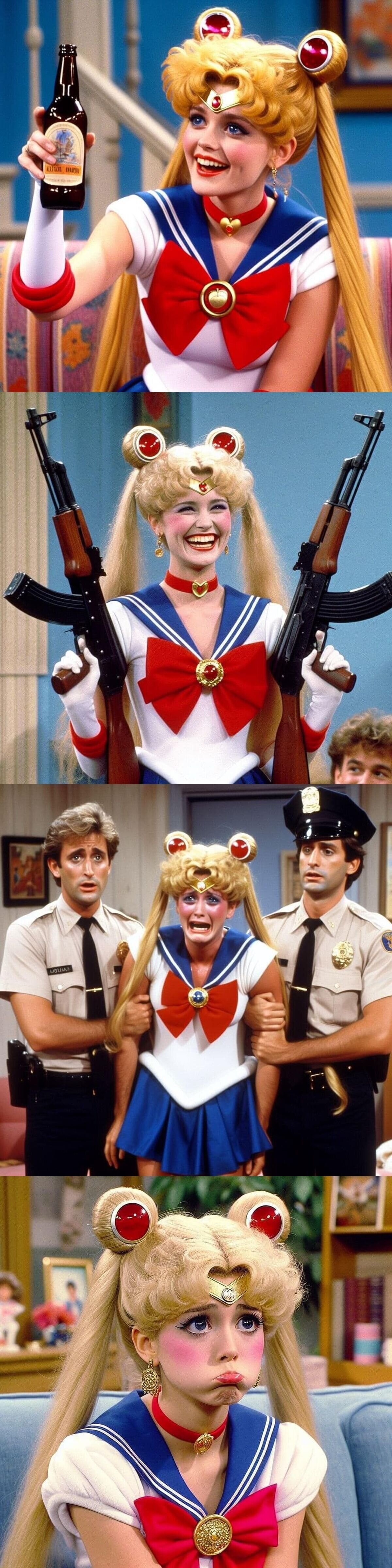 Como se vería #SailorMoon si fuese una sitcom de los 90s, según una IA