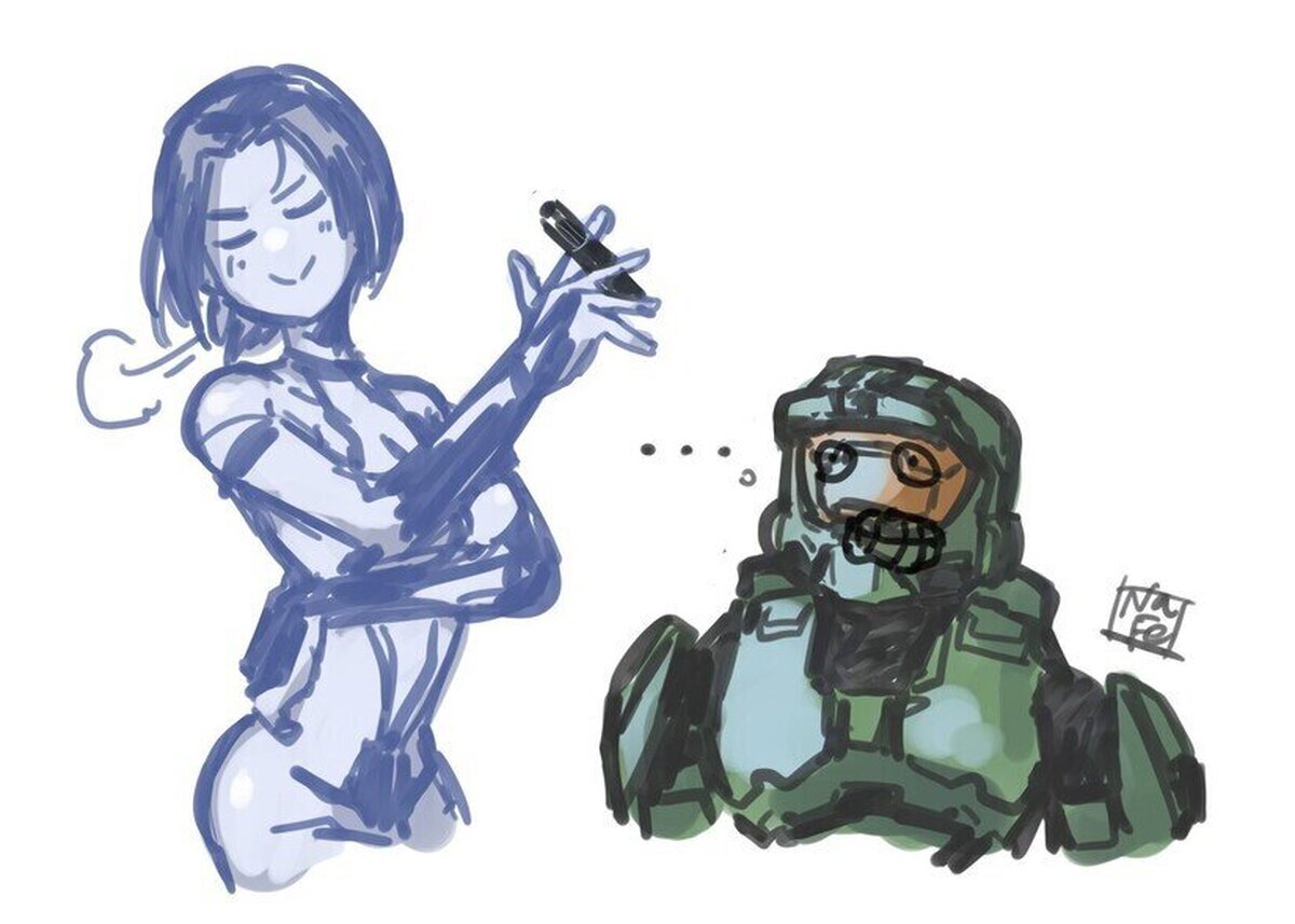 Cortana demostrando su cariño a master chief