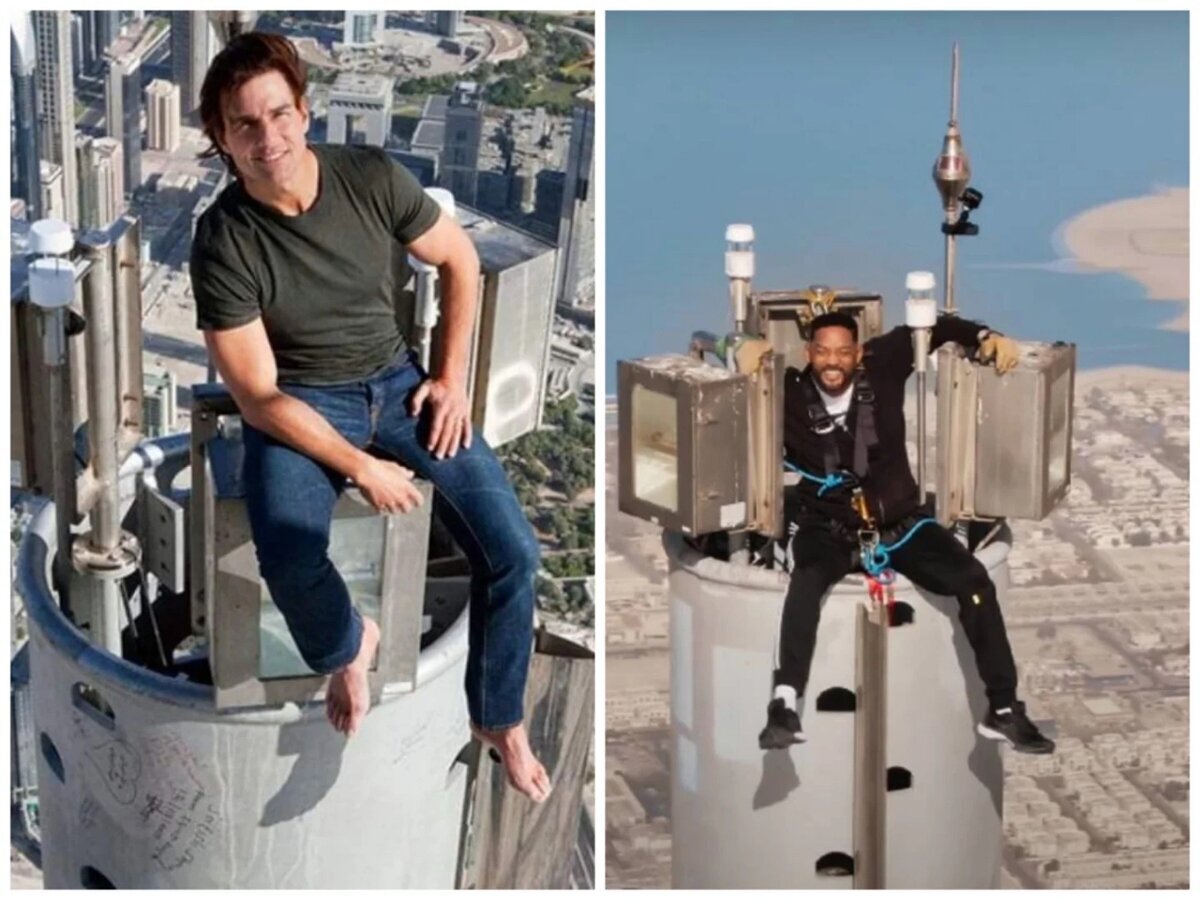 Tom Cruise y Will Smith en lo alto del Burj Khalifa, el edificio más alto del mundo