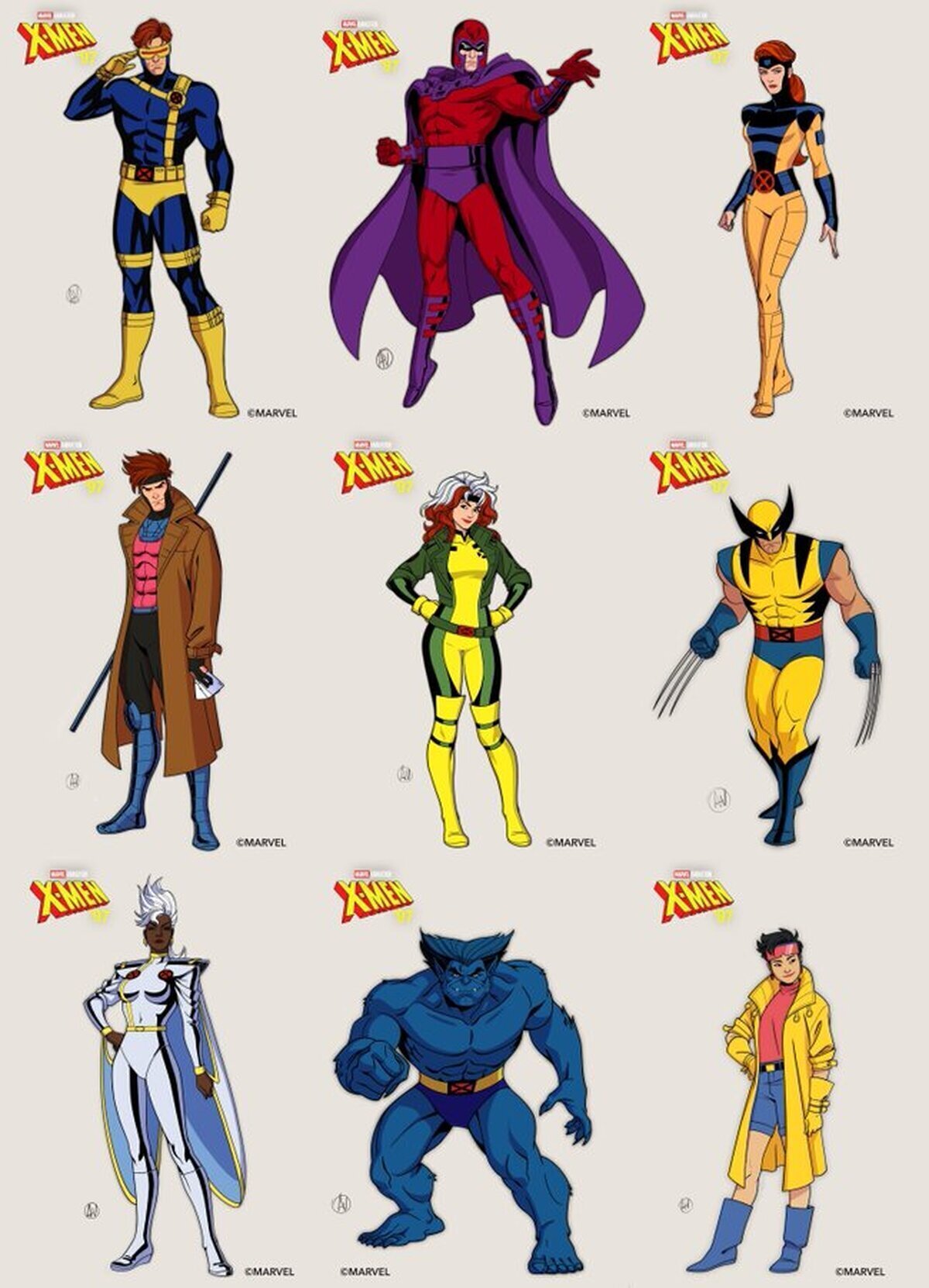 Diseños conceptuales de los protagonistas de X-Men 97.