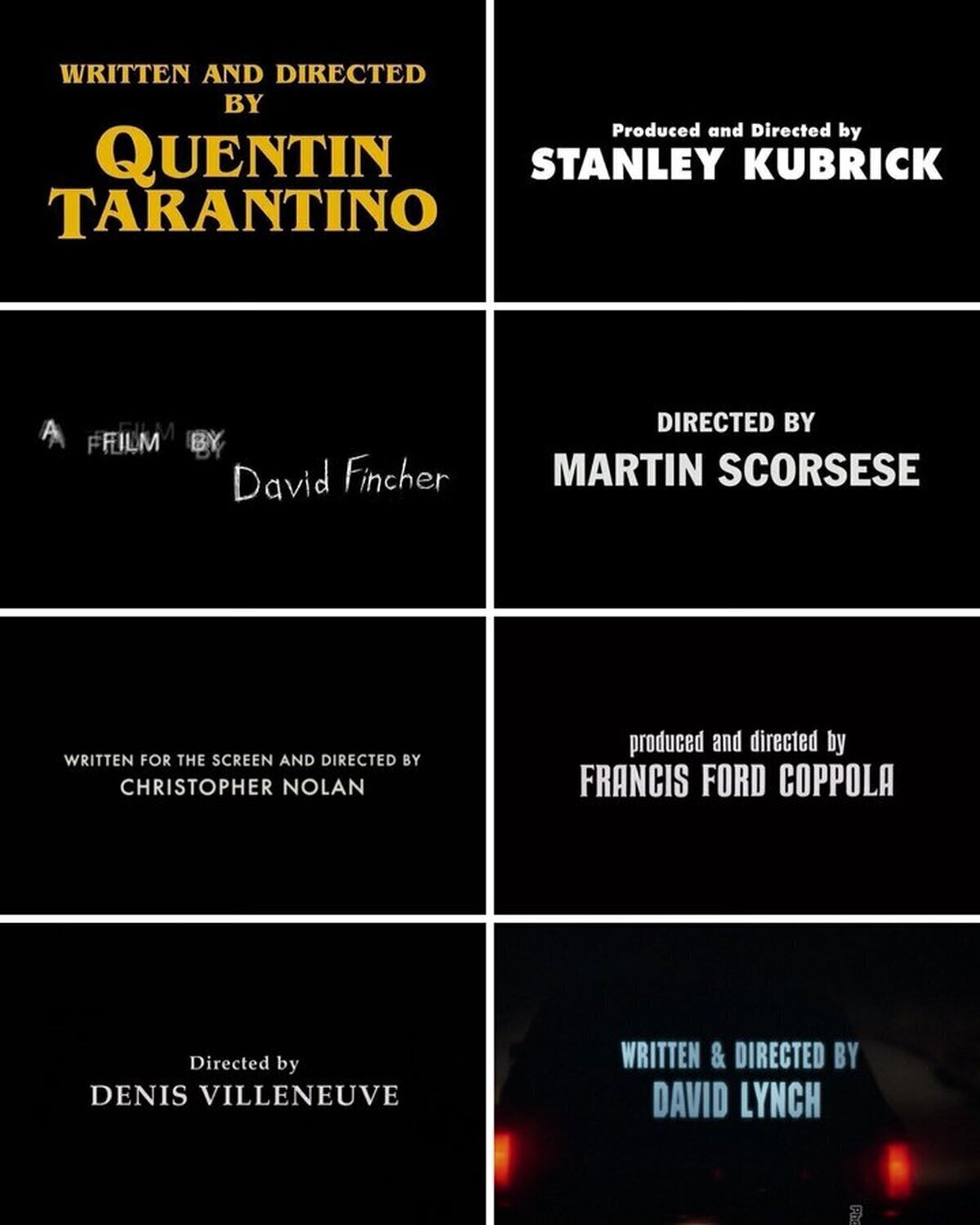 Créditos finales de grandes directores.¿Cuál de estos es tu favorito?