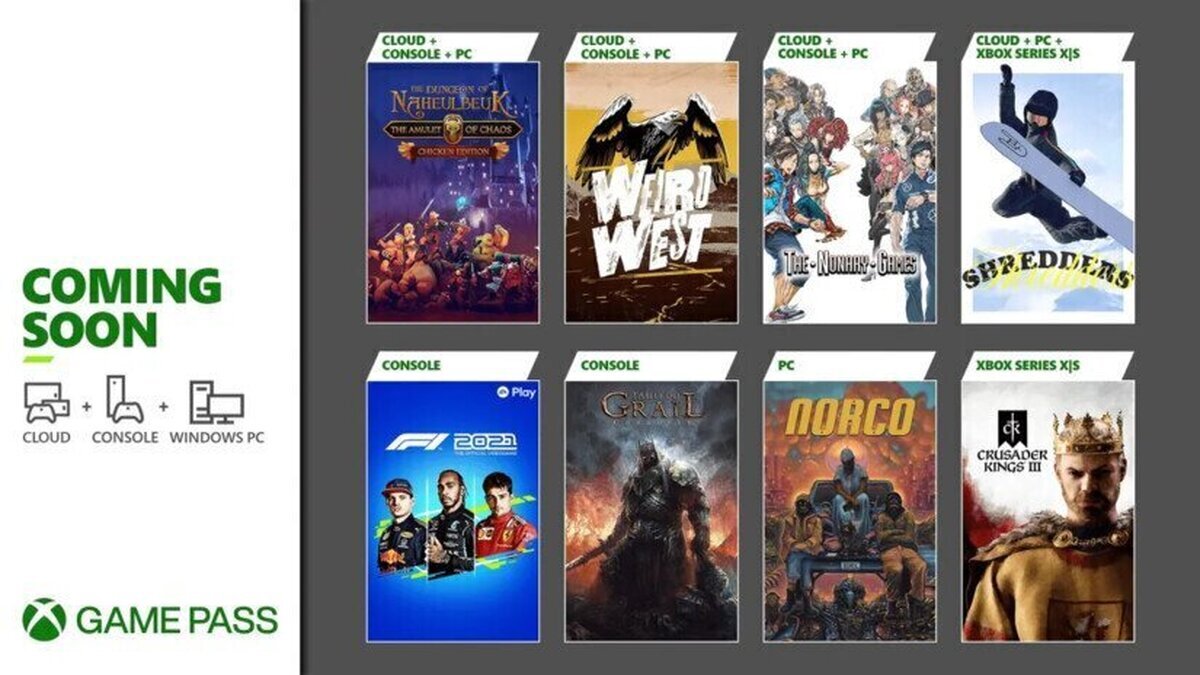 Próximamente en Xbox Game Pass: F1 2021, Shredders, Weird West y muchos más