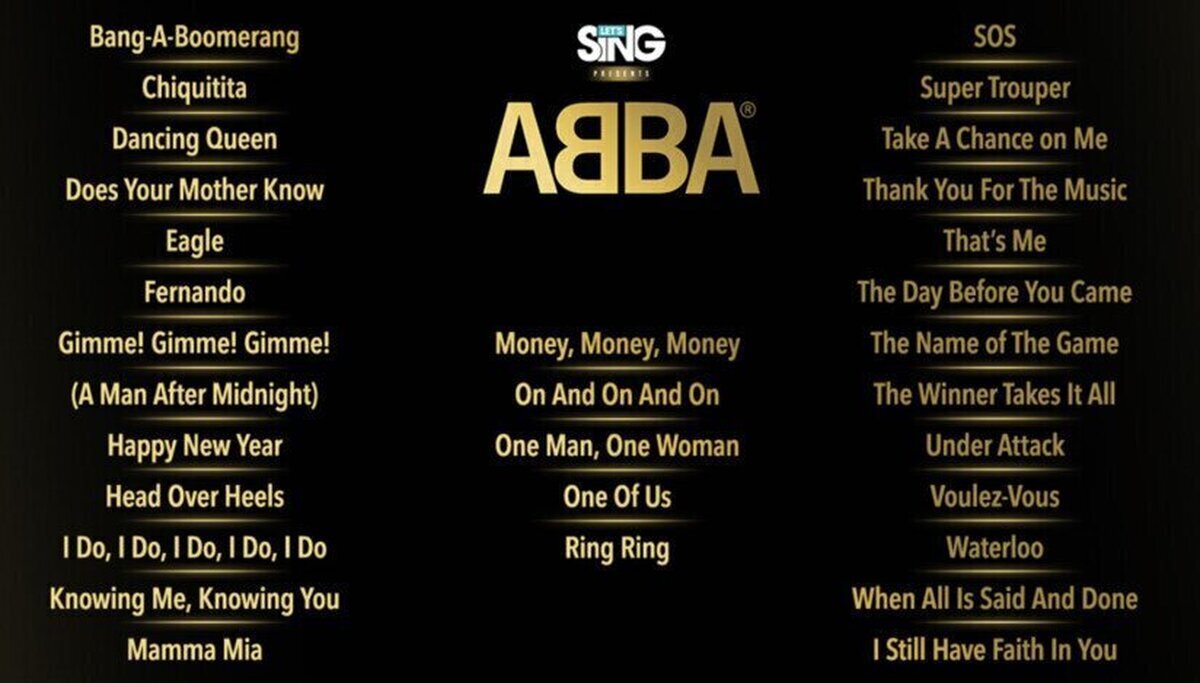 Anunciado el listado de canciones de Let’s Sing presents ABBA