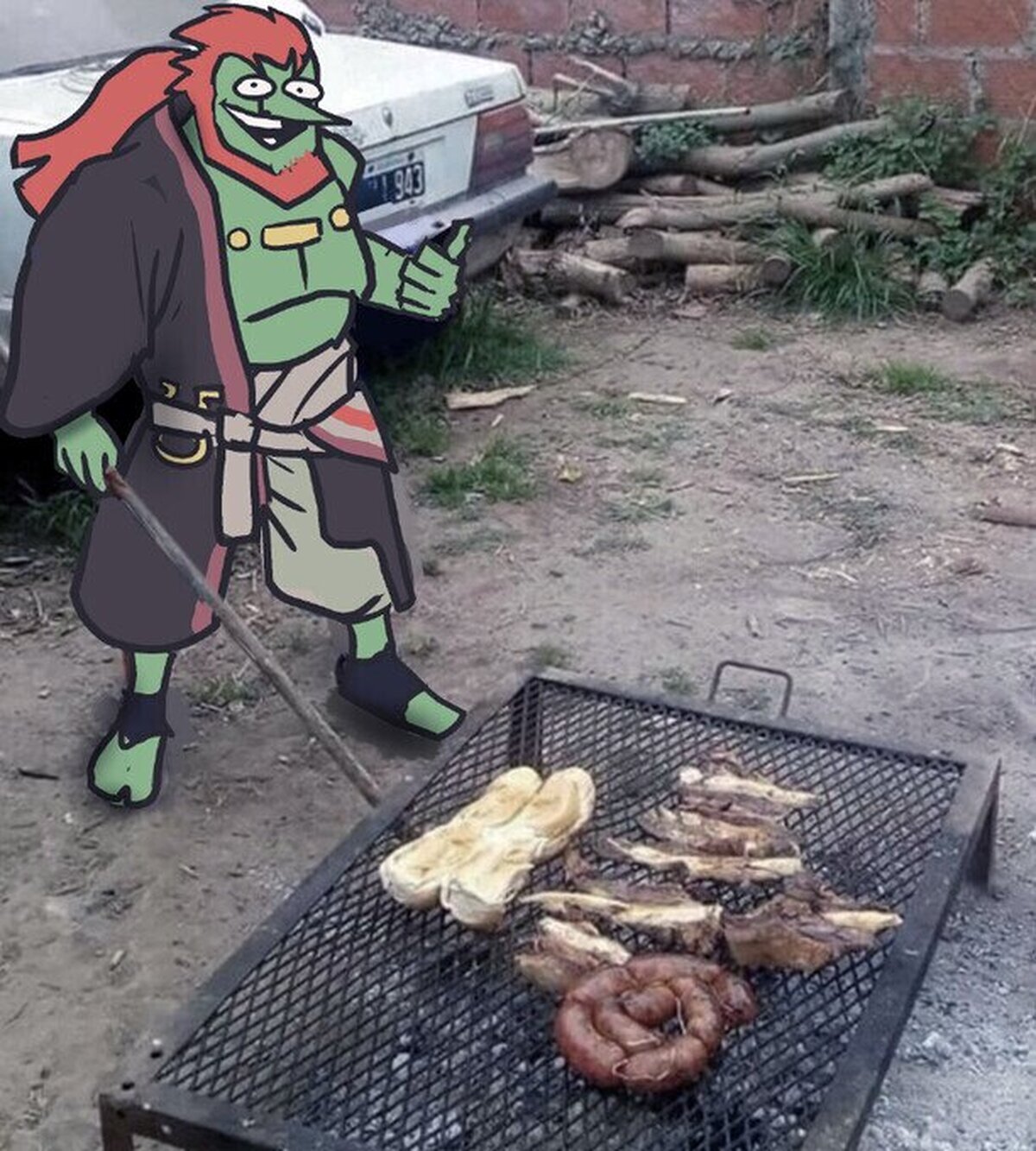 Suavemente haciendo una carne asada 
